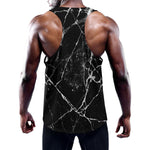 Black White Natural Marble Print Training Tank Top