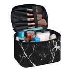 Black White Natural Marble Print Travel Makeup Bag