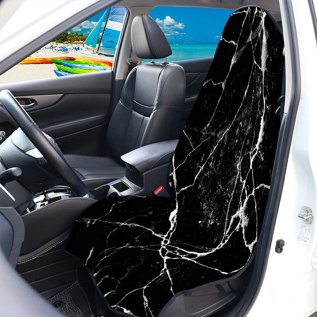 Black White Natural Marble Print Waterproof Car Seat Cover
