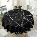 Black White Natural Marble Print Waterproof Round Tablecloth