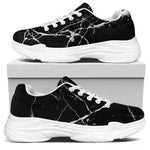 Black White Natural Marble Print White Chunky Shoes