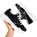 Black White Natural Marble Print White Chunky Shoes
