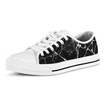 Black White Natural Marble Print White Low Top Sneakers