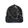 Black White Natural Marble Print White Mesh Trucker Hat