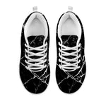 Black White Natural Marble Print White Running Shoes