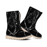 Black White Natural Marble Print Winter Boots