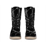 Black White Natural Marble Print Winter Boots