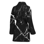 Black White Natural Marble Print Women's Bathrobe