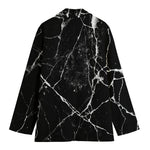 Black White Natural Marble Print Women's Blazer
