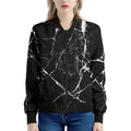 Black White Natural Marble Print Women's Bomber Jacket