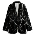 Black White Natural Marble Print Women's Cotton Blazer