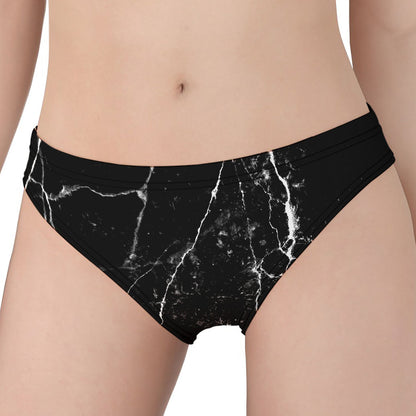 Black White Natural Marble Print Women's Panties