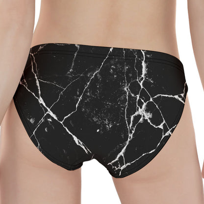 Black White Natural Marble Print Women's Panties