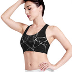 Black White Natural Marble Print Women's Sports Bra