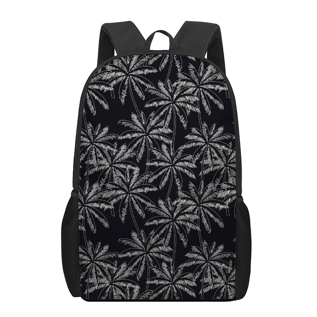 Black White Palm Tree Pattern Print 17 Inch Backpack
