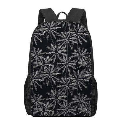 Black White Palm Tree Pattern Print 17 Inch Backpack
