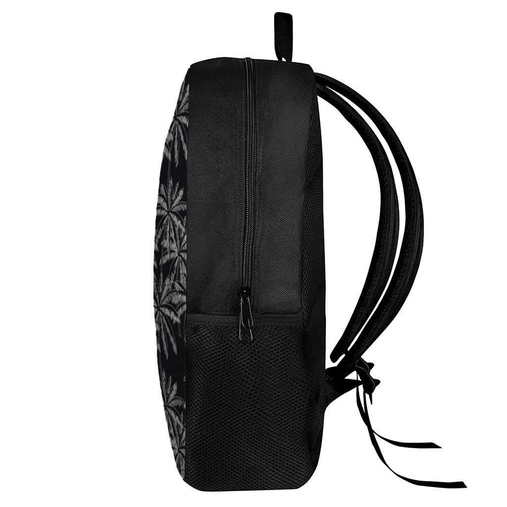 Black White Palm Tree Pattern Print 17 Inch Backpack