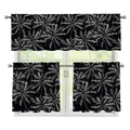 Black White Palm Tree Pattern Print 3 Piece Kitchen Curtains