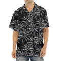 Black White Palm Tree Pattern Print Aloha Shirt