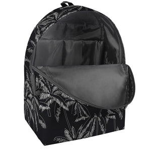 Black White Palm Tree Pattern Print Backpack