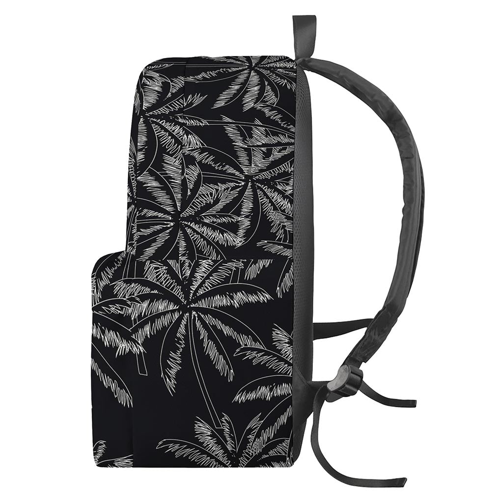 Black White Palm Tree Pattern Print Backpack