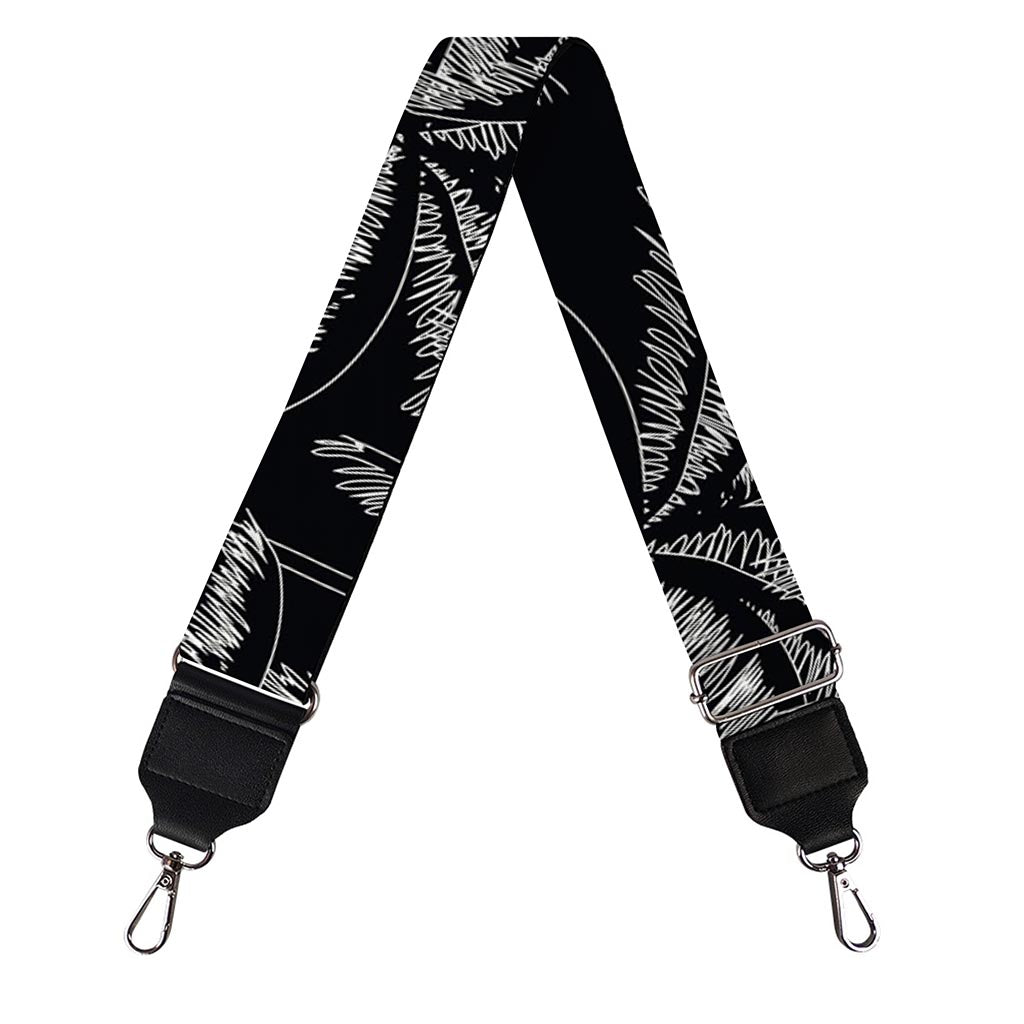 Black White Palm Tree Pattern Print Bag Strap
