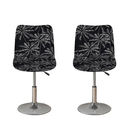 Black White Palm Tree Pattern Print Bar Stool Covers