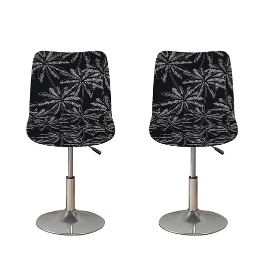 Black White Palm Tree Pattern Print Bar Stool Covers