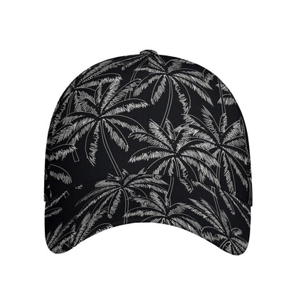 Black White Palm Tree Pattern Print Baseball Cap