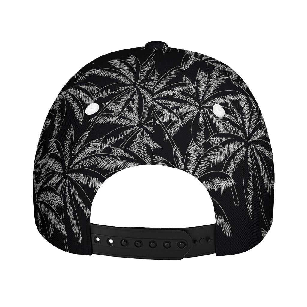 Black White Palm Tree Pattern Print Baseball Cap