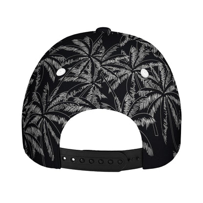 Black White Palm Tree Pattern Print Baseball Cap