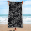 Black White Palm Tree Pattern Print Beach Towel