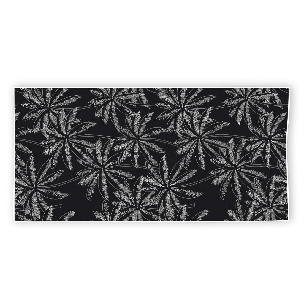 Black White Palm Tree Pattern Print Beach Towel