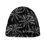 Black White Palm Tree Pattern Print Beanie