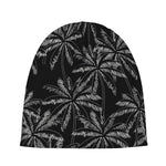 Black White Palm Tree Pattern Print Beanie