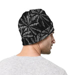 Black White Palm Tree Pattern Print Beanie