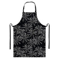 Black White Palm Tree Pattern Print Bib Apron With Pocket