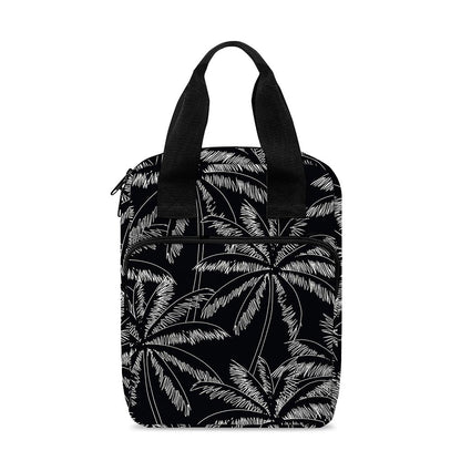 Black White Palm Tree Pattern Print Bible Tote Bag