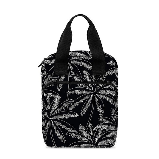 Black White Palm Tree Pattern Print Bible Tote Bag