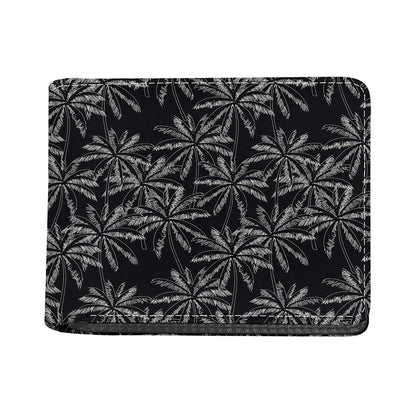 Black White Palm Tree Pattern Print Bifold Wallet