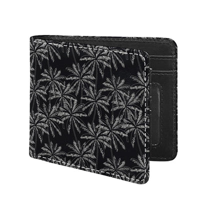Black White Palm Tree Pattern Print Bifold Wallet