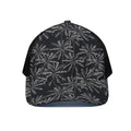 Black White Palm Tree Pattern Print Black Mesh Trucker Hat