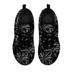 Black White Palm Tree Pattern Print Black Running Shoes