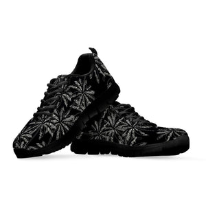 Black White Palm Tree Pattern Print Black Running Shoes