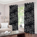 Black White Palm Tree Pattern Print Dimout Grommet Curtains