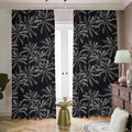 Black White Palm Tree Pattern Print Dimout Pencil Pleat Curtains