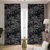 Black White Palm Tree Pattern Print Blackout Pencil Pleat Curtains