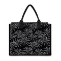 Black White Palm Tree Pattern Print Canvas Tote Bag