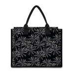 Black White Palm Tree Pattern Print Canvas Tote Bag