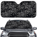 Black White Palm Tree Pattern Print Car Windshield Sun Shade